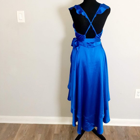 Fashion Nova Whitney Midi Hi Lo Wrap Dress Size L - Picture 3 of 4